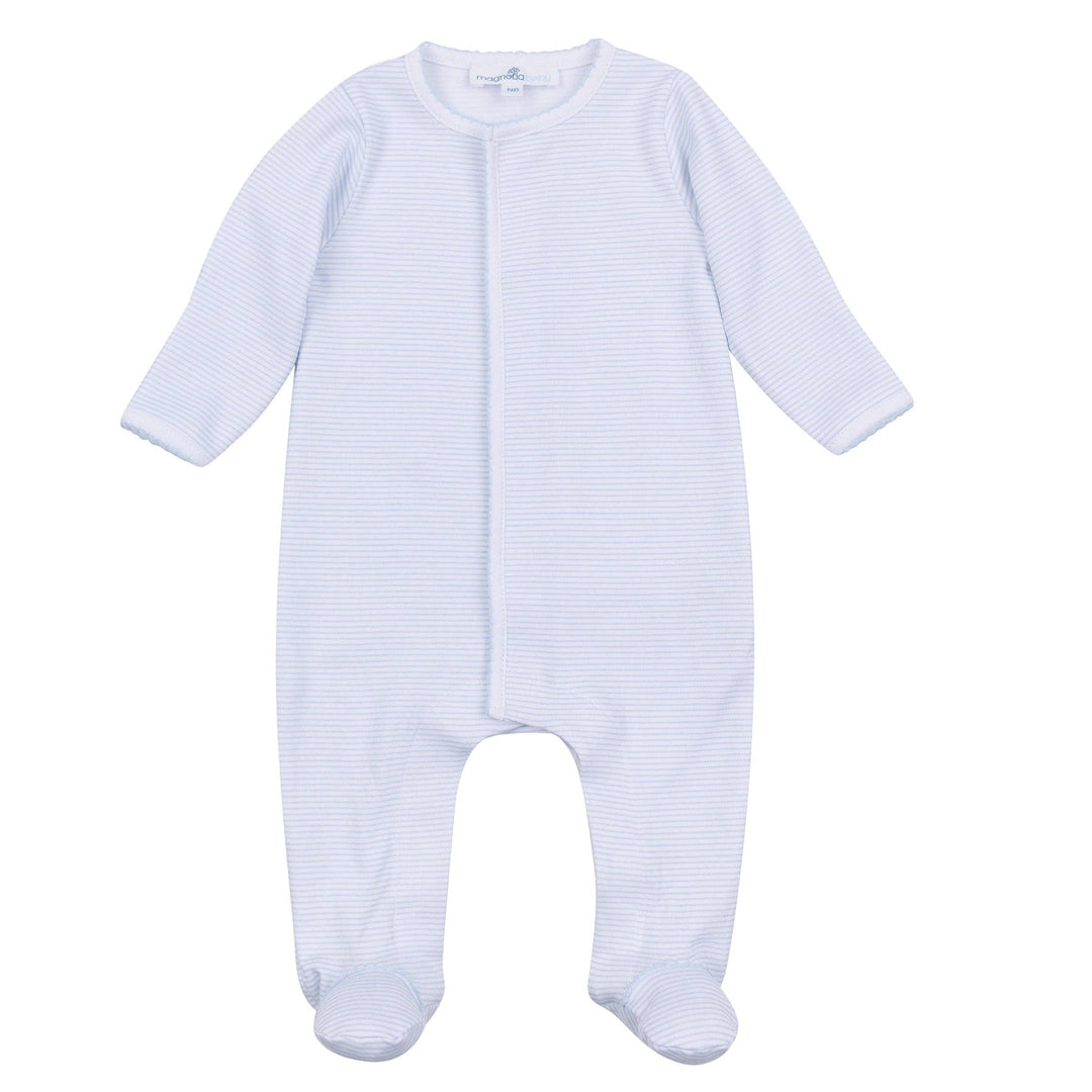 Mini Stripes Footie - Light Blue