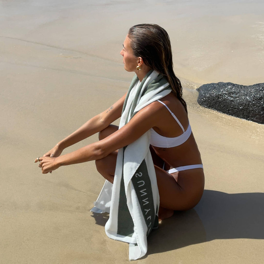 Beach Towel The Vacay Olive Stripe