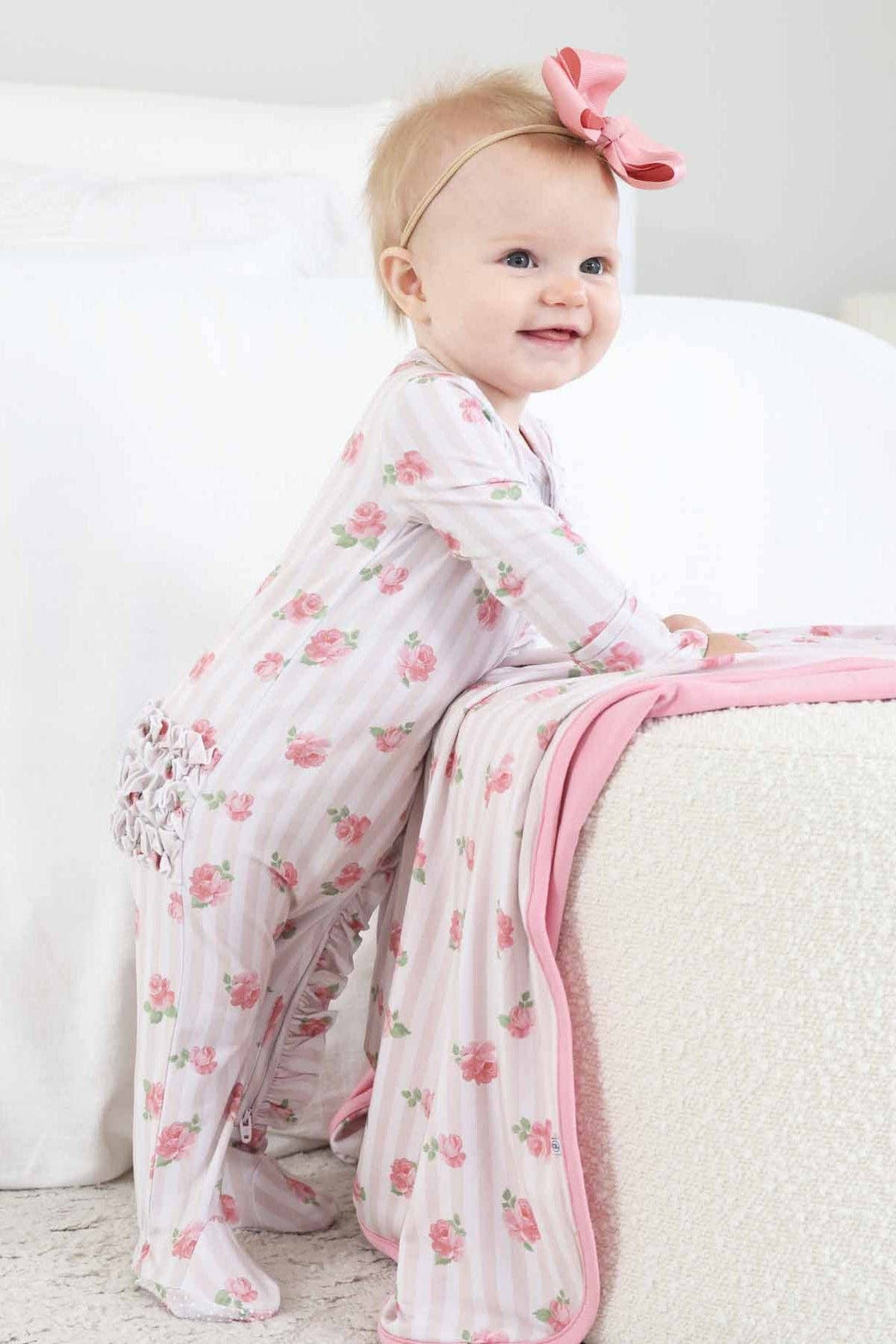 Rosy & Cozy Ruffle Zipper Footie: 3-6 months
