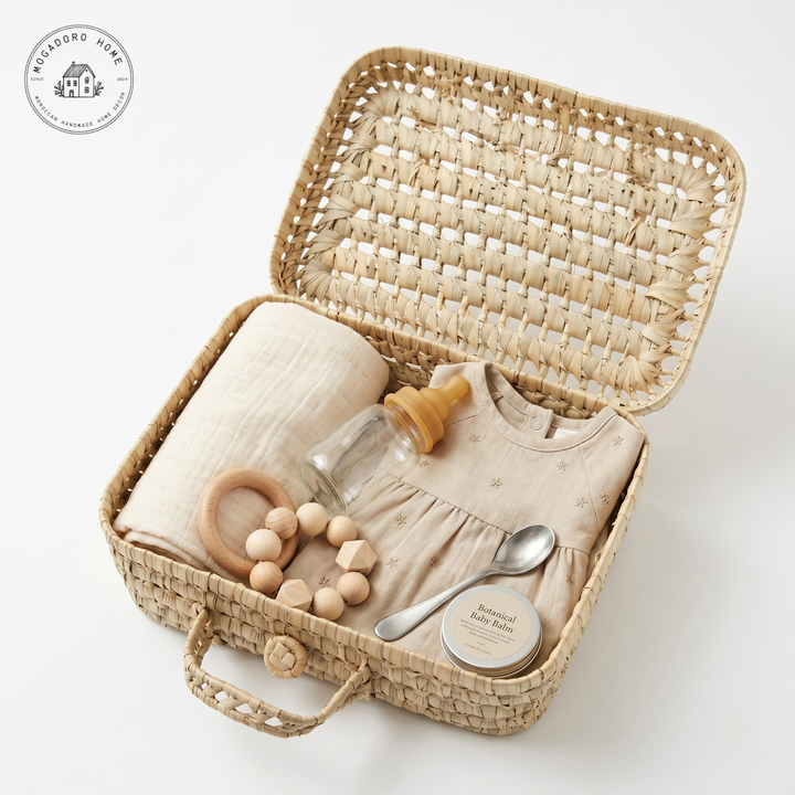 Palm Leaf Woven Suitcase: Medium
