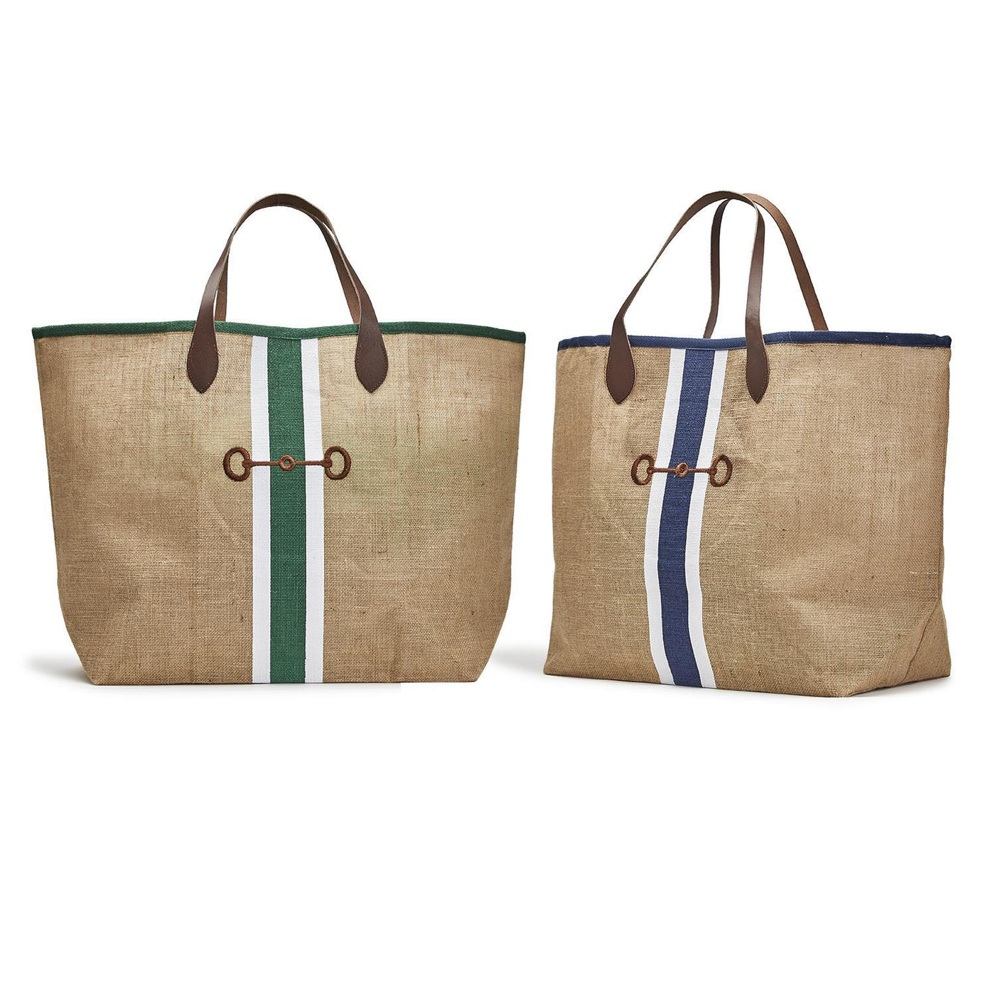 Horse Country Jute Tote with Genuine Leather Handles