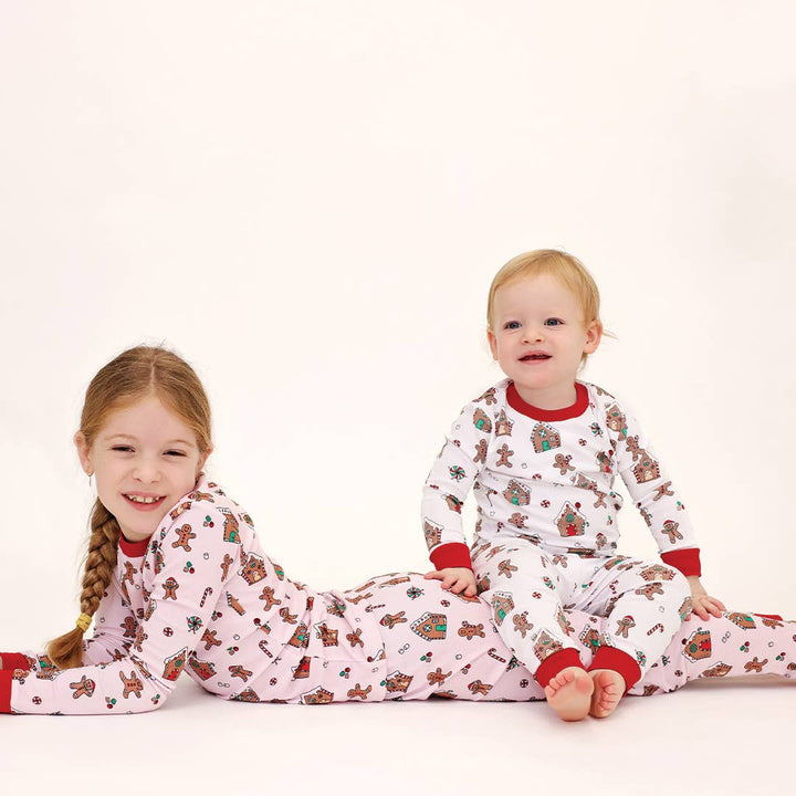Gingerbread World Two Piece Pajama in White