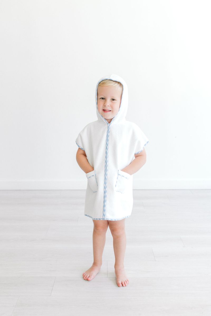 Sleeveless Cover Up w/ Hood - Blue Buffalo Check