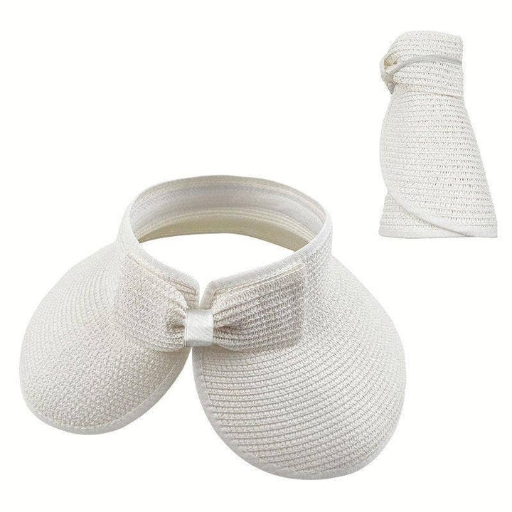 Beach Rollable Straw Visor Hat Bow UV Protection Sun Hat