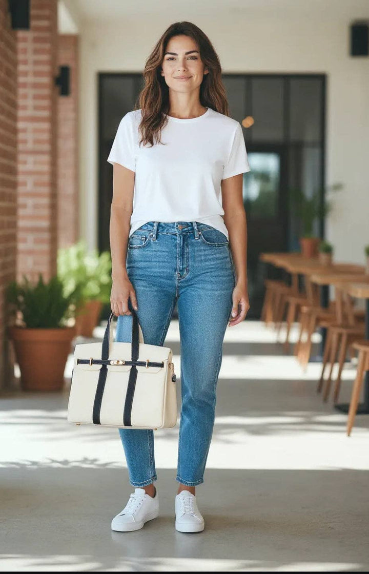 BOATKIN Large The Luxe Signature Tote- Navy