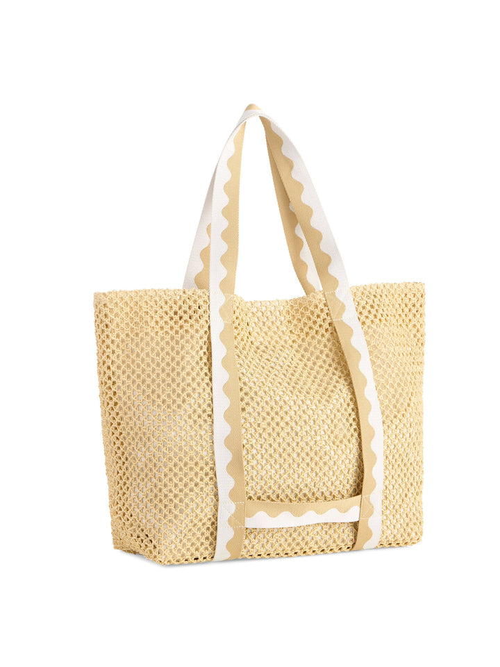 WAVY HAT AND TOTE SET,NATURAL