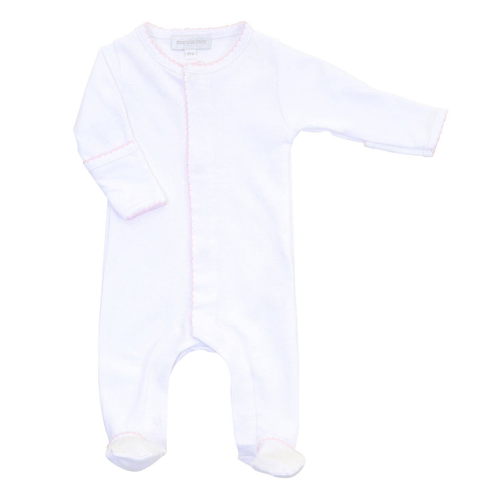 Solid Essentials White With Pink Trim Footie