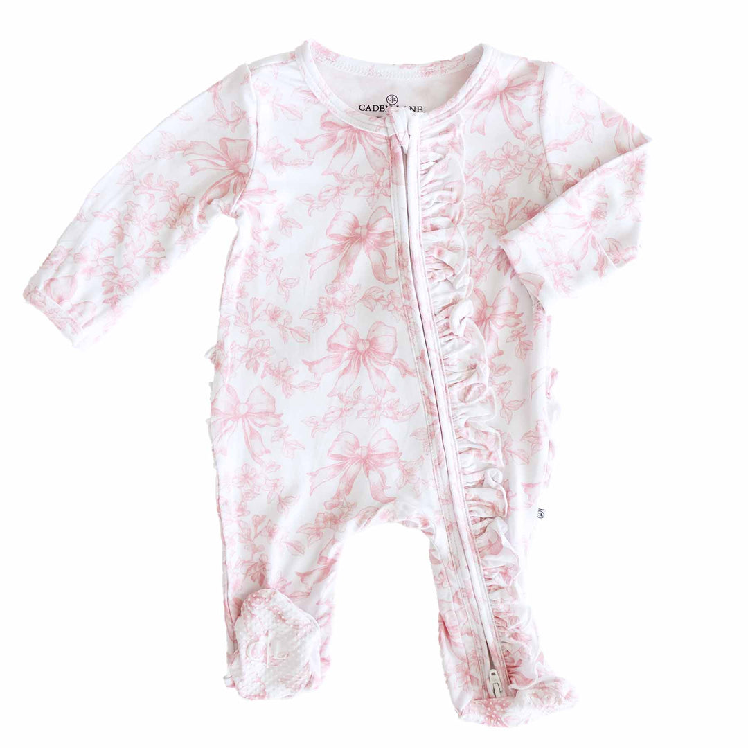 Fancy Frills Ruffle Zipper Footie: Newborn