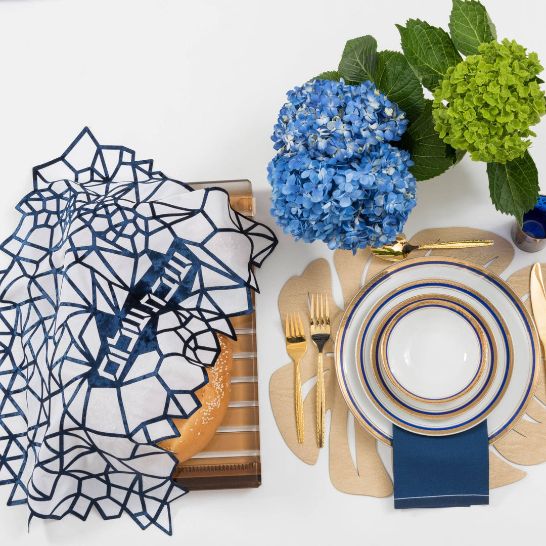 Challah Cover Geometric Blue