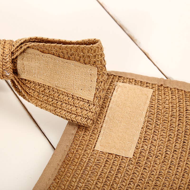 Beach Rollable Straw Visor Hat Bow UV Protection Sun Hat