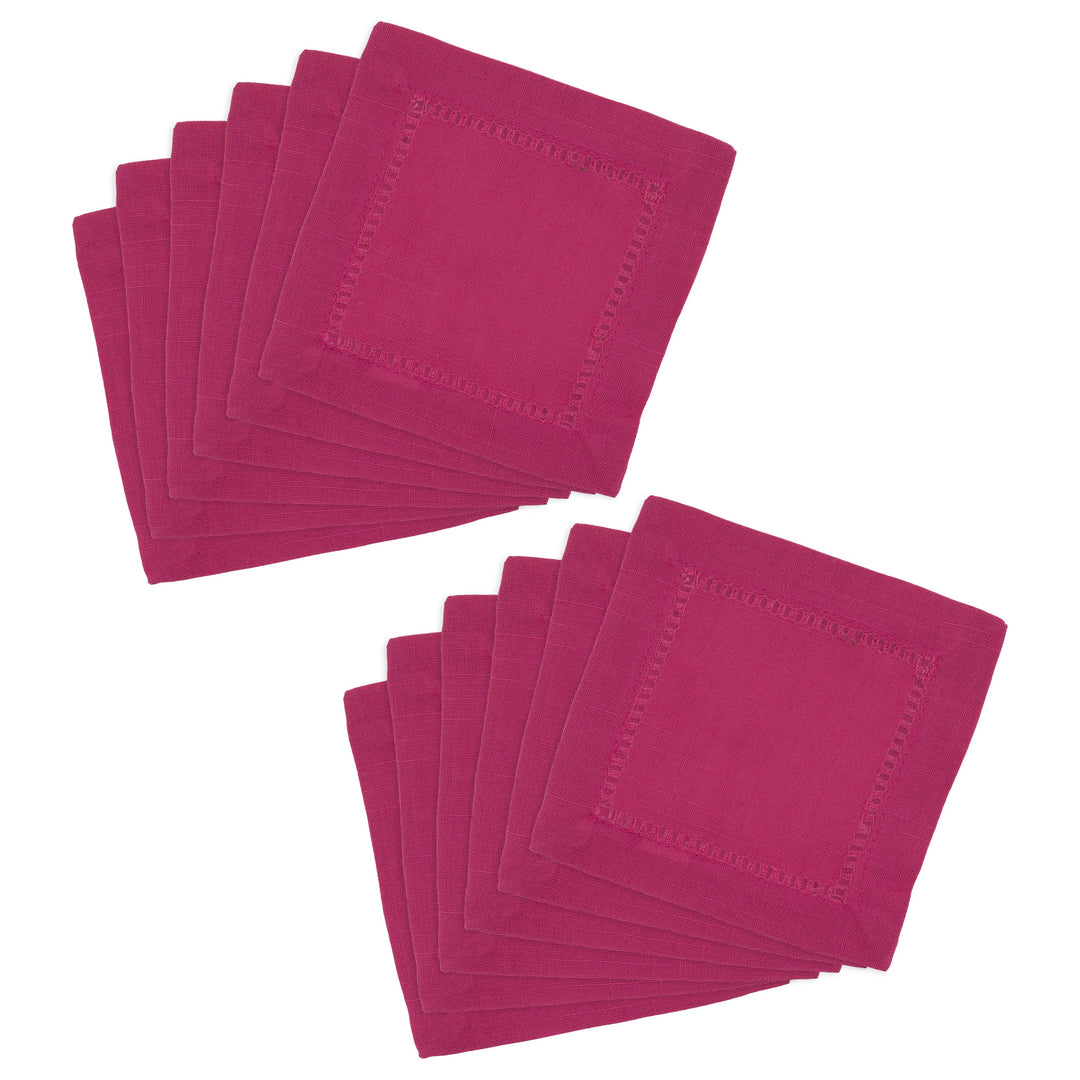 Cocktail Napkin With Hemstitch Border: Ivory / 6" set of 4