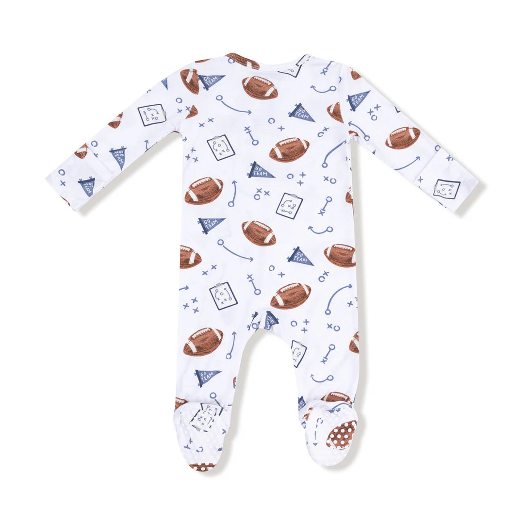Touchdown Time - Navy - 2 Way Zipper Footie