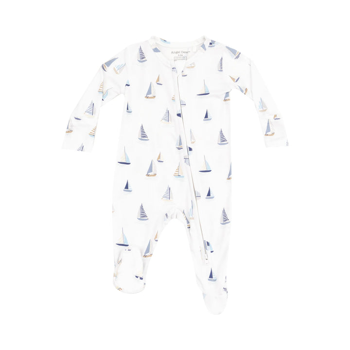 Sailboats Blue 2 Way Zipper Footie