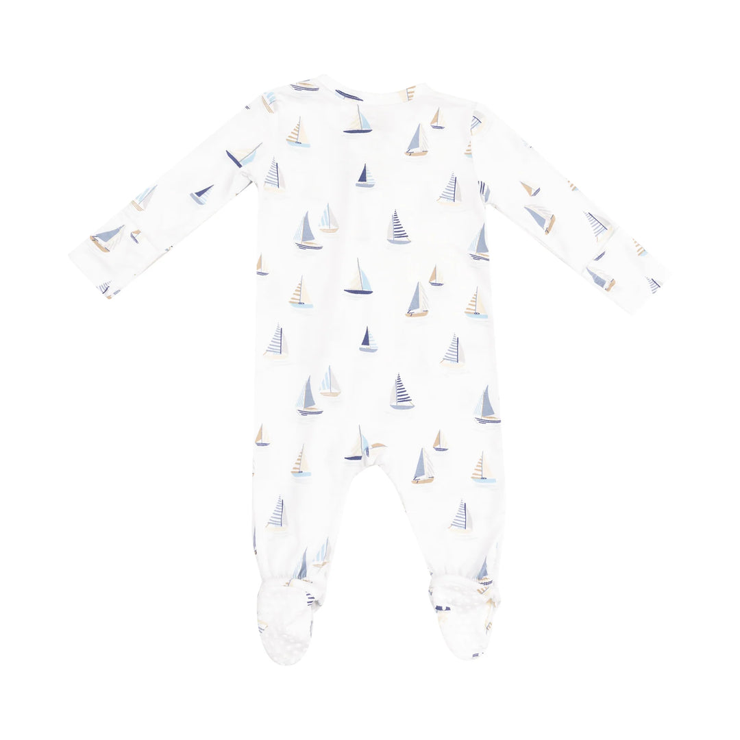 Sailboats Blue 2 Way Zipper Footie