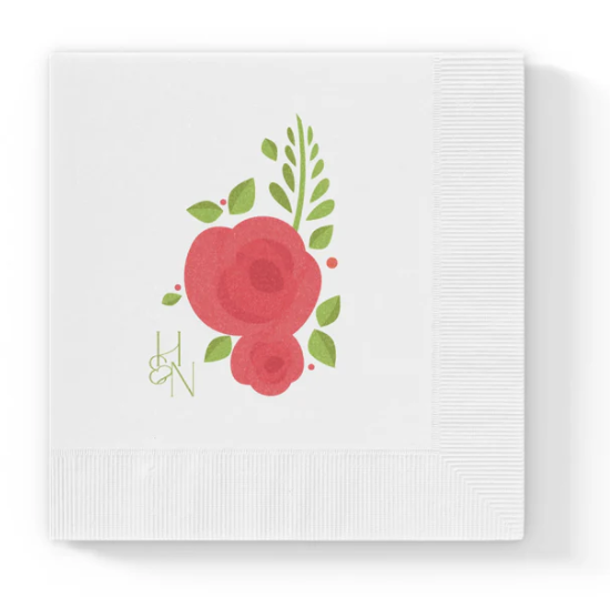 Paper Cocktail Napkins - Pink Rose