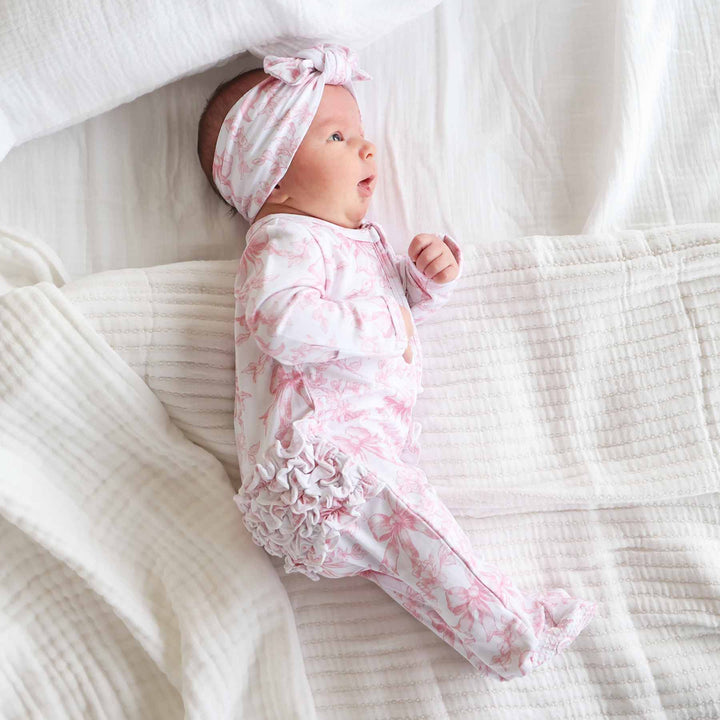 Fancy Frills Ruffle Zipper Footie: Newborn