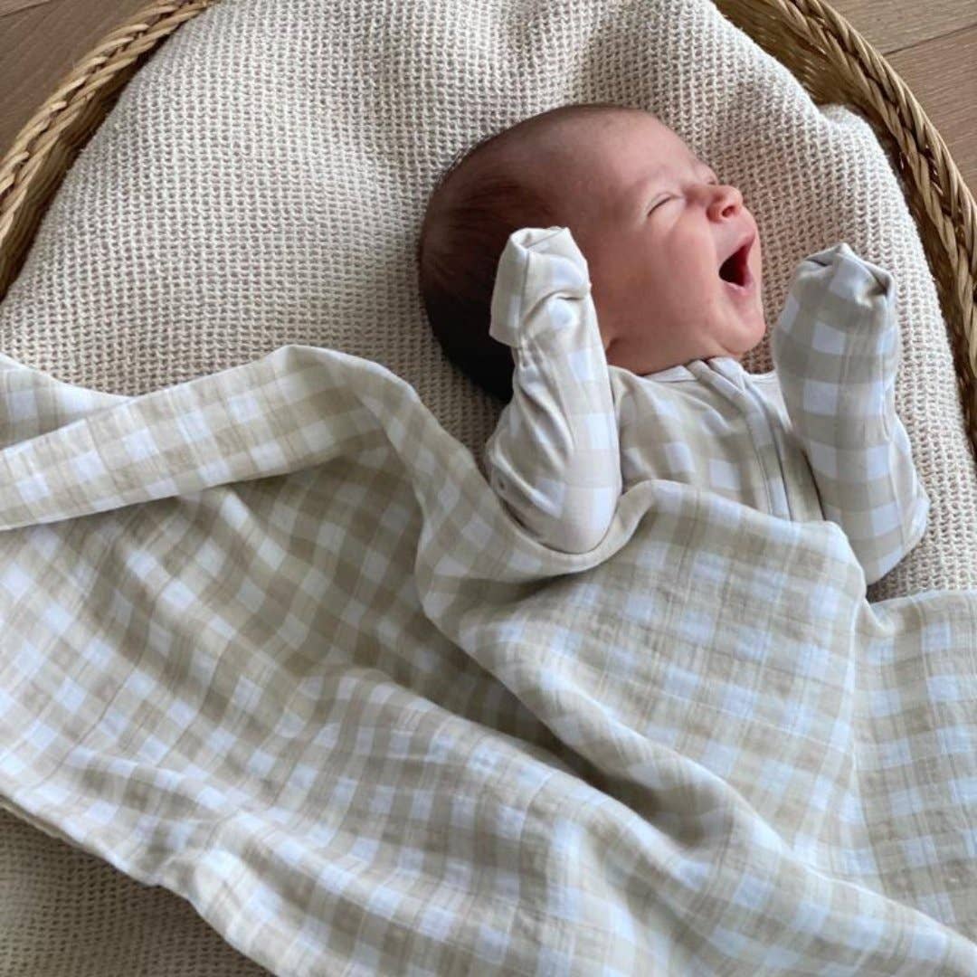 Gingham Bamboo Muslin Swaddle