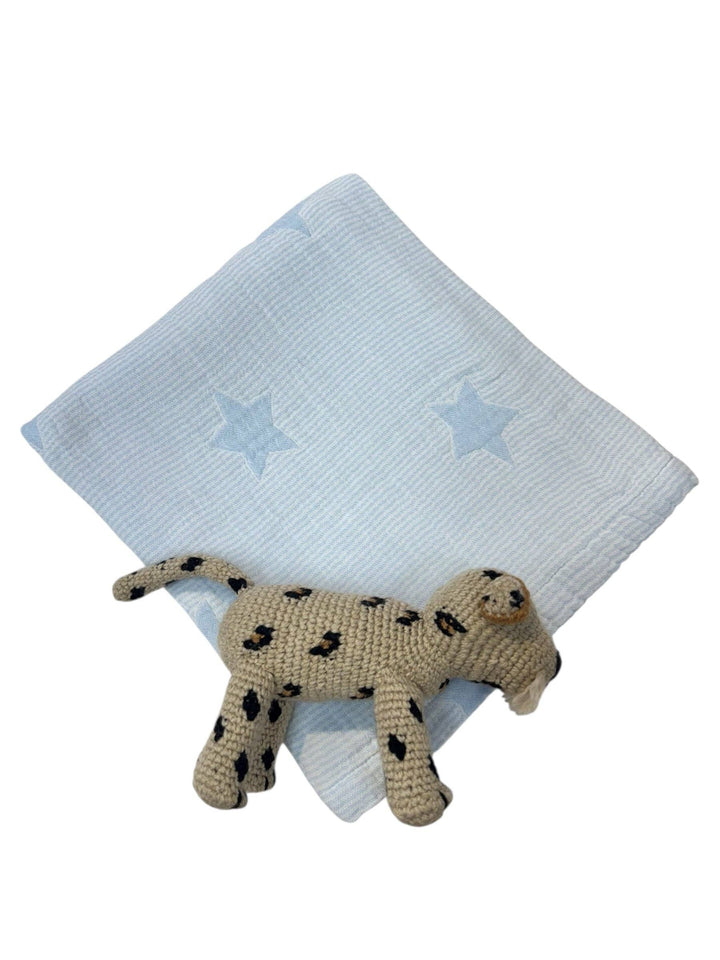 Seersucker with Stars Baby Blanket: Blue / Crib