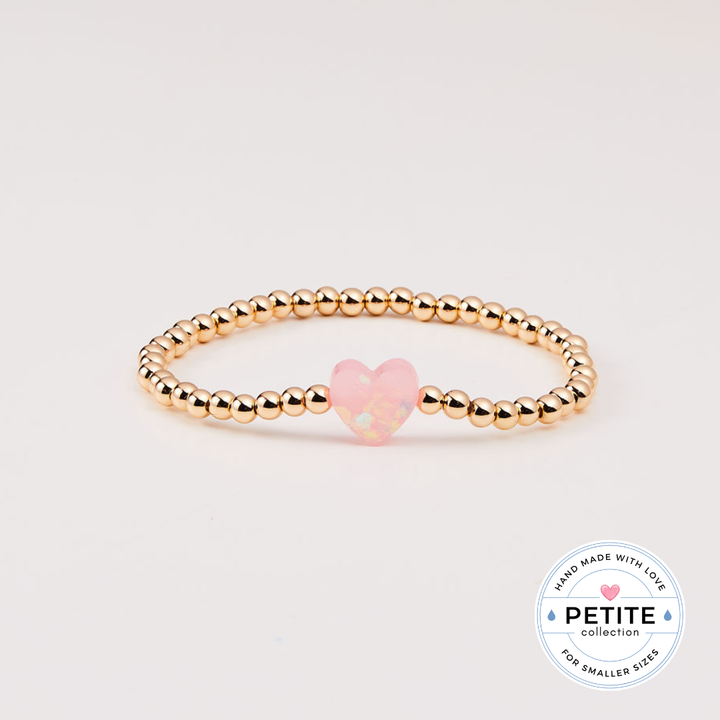 PETITE HOLY WATER HEART STRETCH BRACELET : Yellow Gold