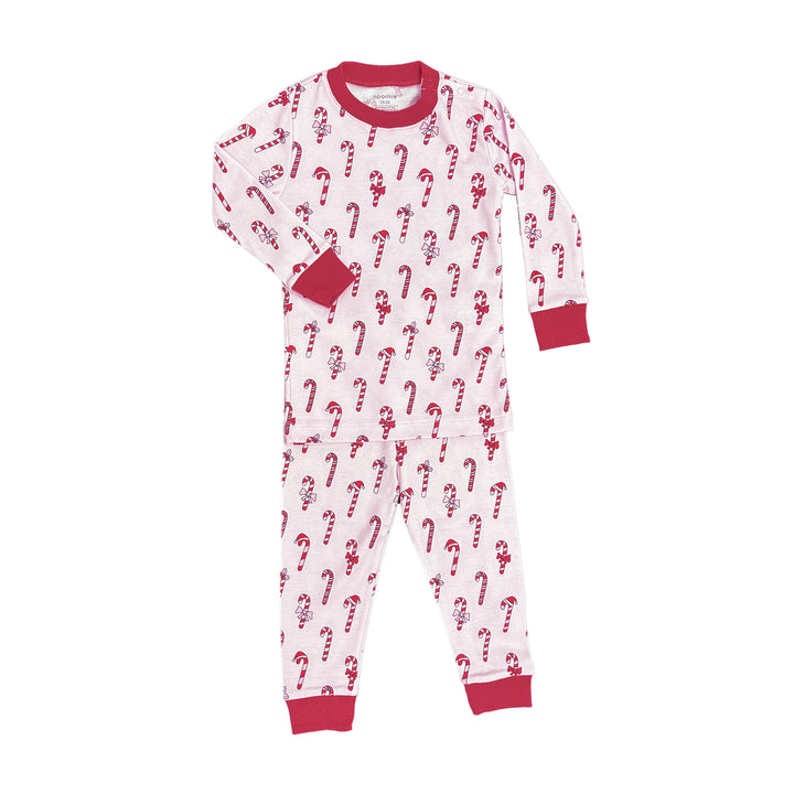 Candy Canes Two Piece Pajama in Pink