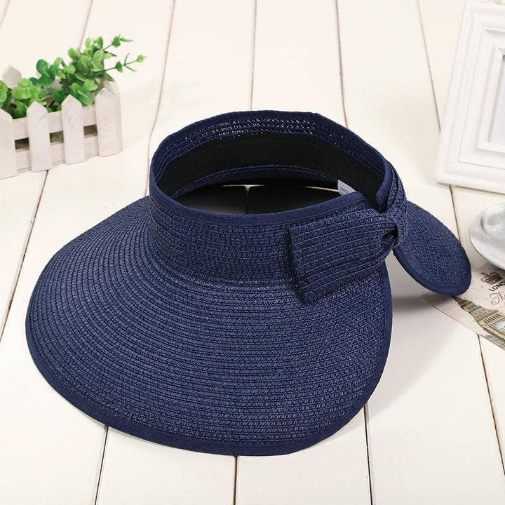 Beach Rollable Straw Visor Hat Bow UV Protection Sun Hat