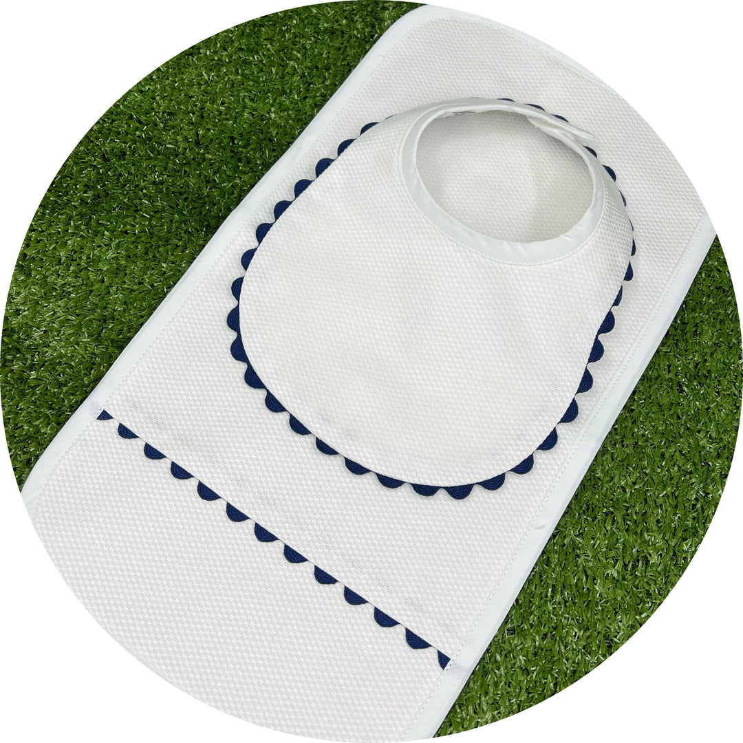 Cotton Pique Bib and Burp Set