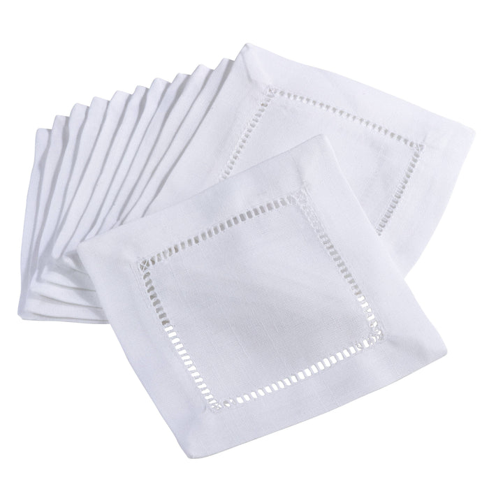 White Hemstitch Cocktail Napkin /6" Set of 4