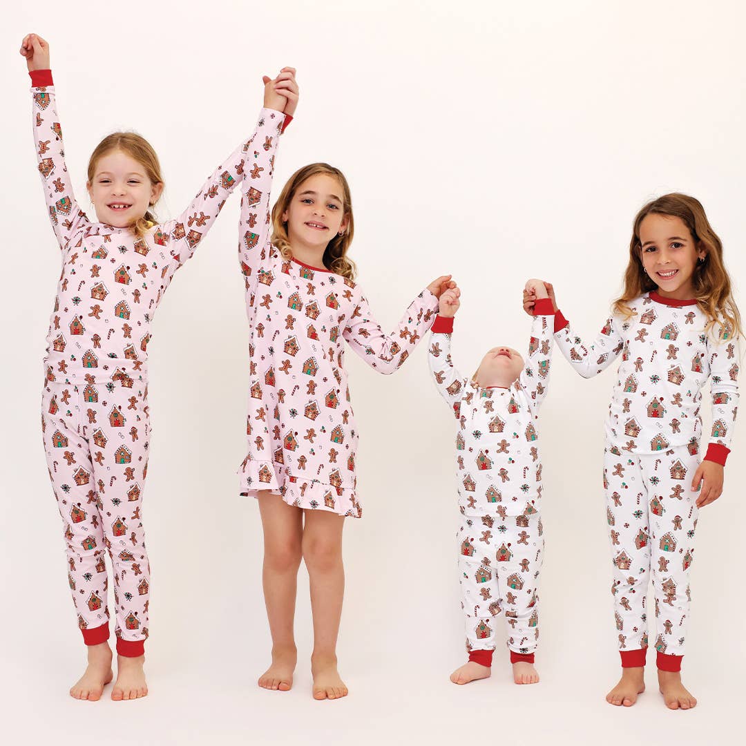 Gingerbread World Two Piece Pajama in White
