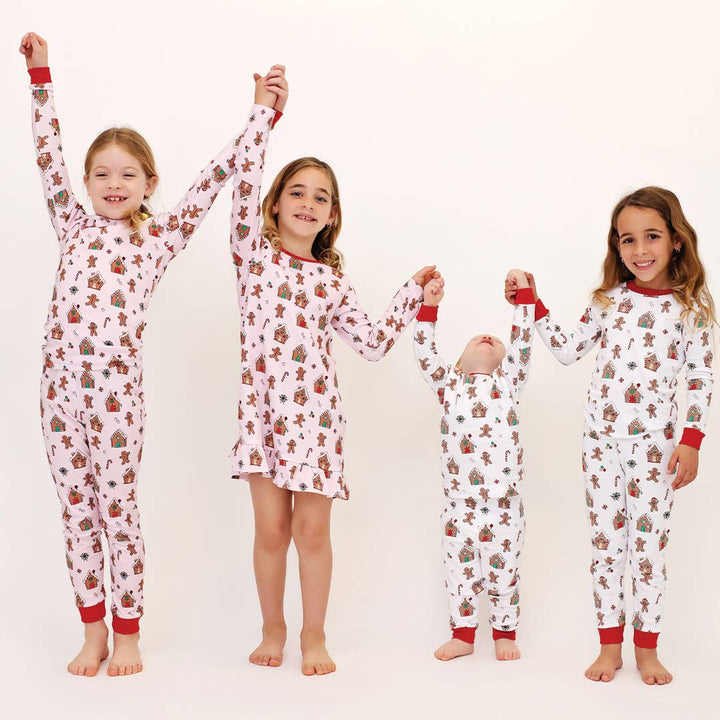Gingerbread World Two Piece Pajama in White