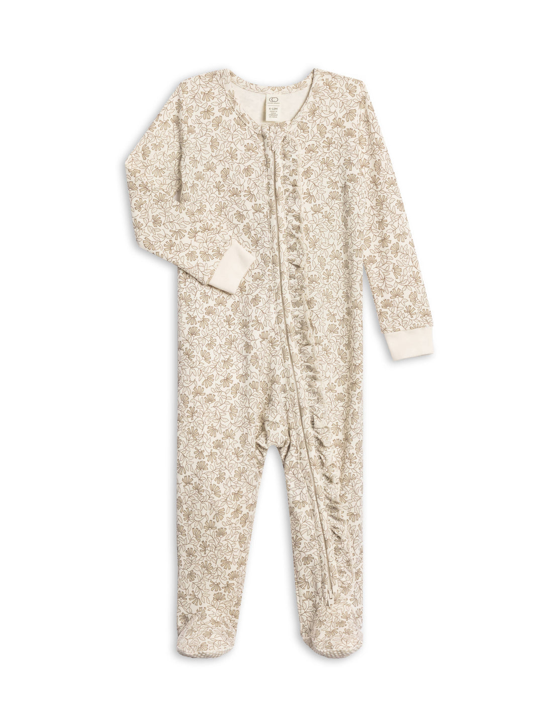 Neve Ruffle Zipper Footie: Hayden / Denim + Mist