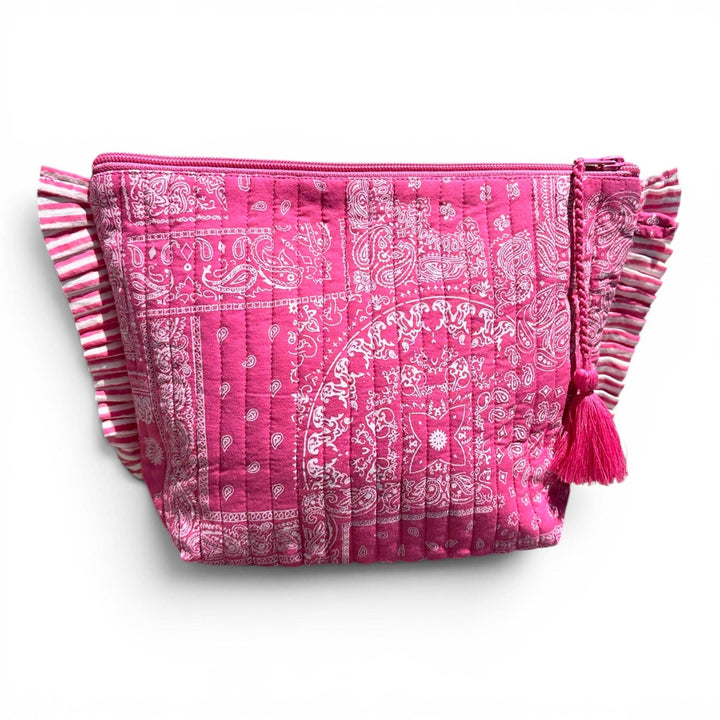 La Plage Ruffle Pouch Patchwork Bandana Pink