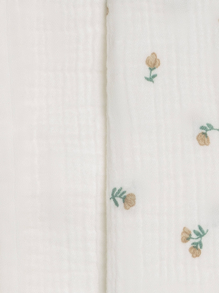 2-Pack Muslin Burp Cloths - Palmer Floral + Coconut