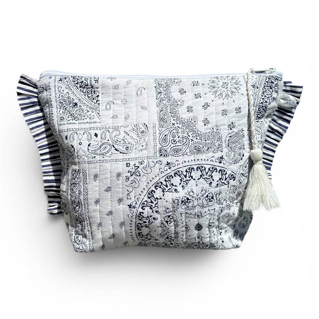 La Plage Ruffle Pouch Patchwork Bandana White