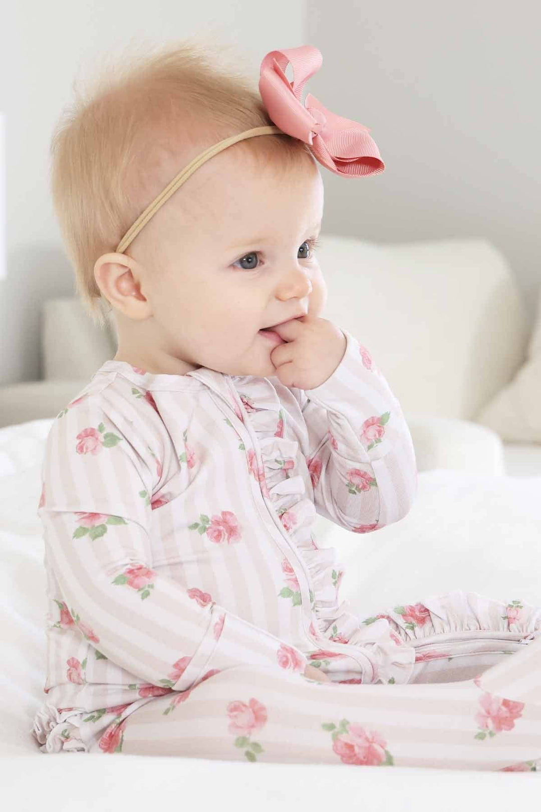 Rosy & Cozy Ruffle Zipper Footie: 3-6 months