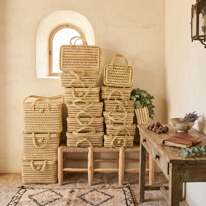 Palm Leaf Woven Suitcase: Medium
