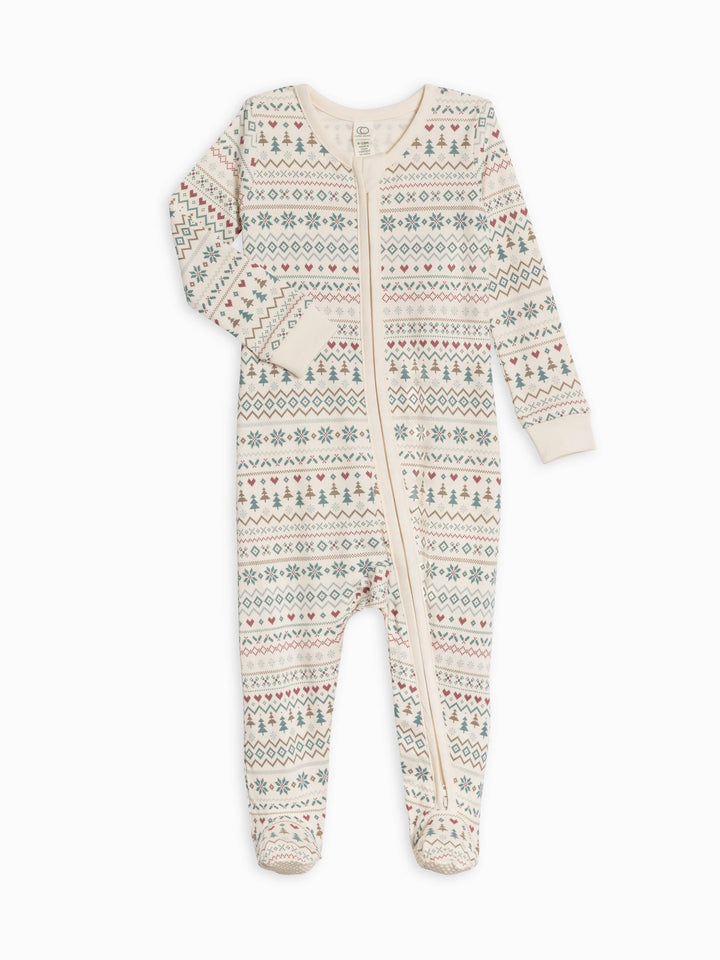 Baby Peyton Footed Sleeper - Fairisle / Teal
