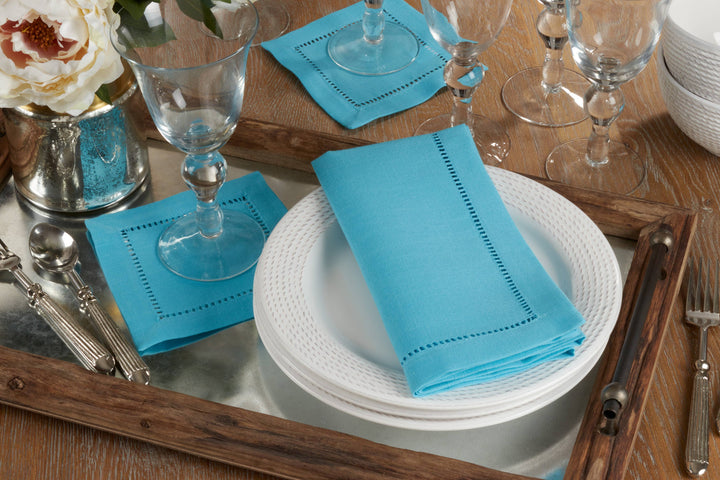 Cocktail Napkin With Hemstitch Border: Ivory / 6" set of 4