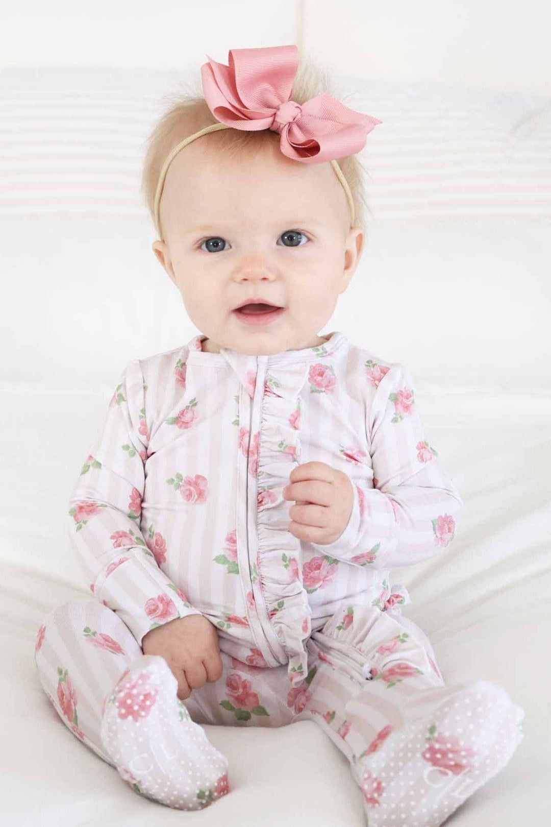 Rosy & Cozy Ruffle Zipper Footie: 3-6 months