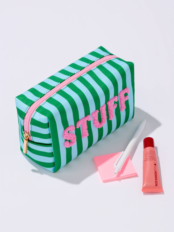 "STUFF" SMALL ZIP POUCH,TURQUOISE