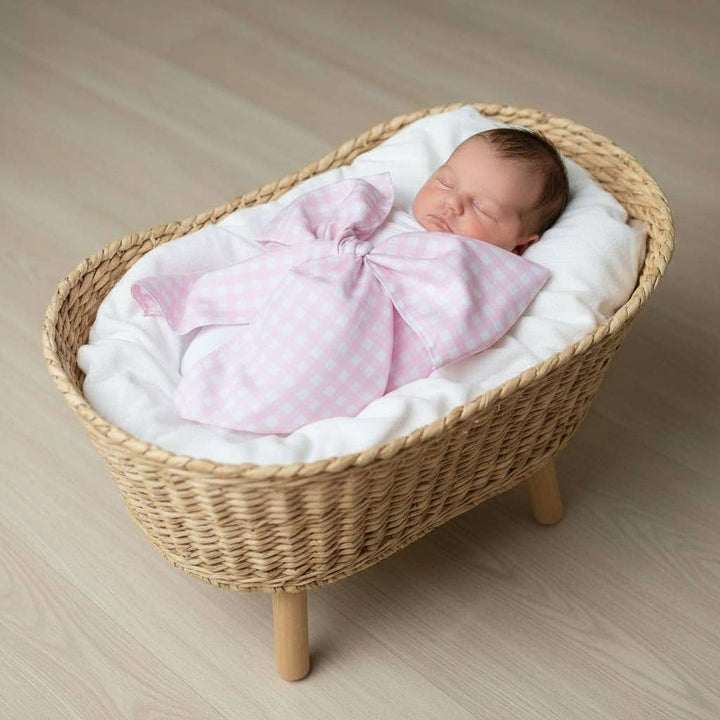 Newborn Swaddle Sash Maternity Sash with Big Bowknot Plaid: Blue