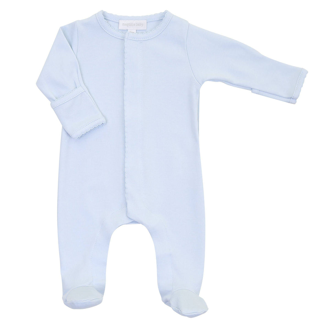 Essentials Solid Blue Footie: Blue / 3 Months
