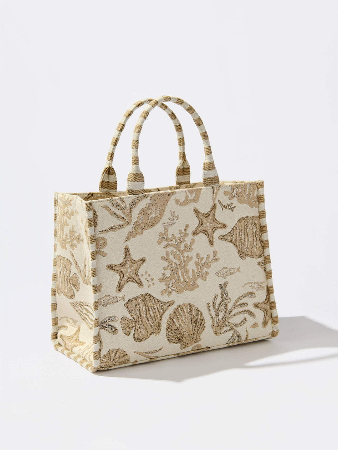 COASTAL JACQUARD TOTE,BEIGE