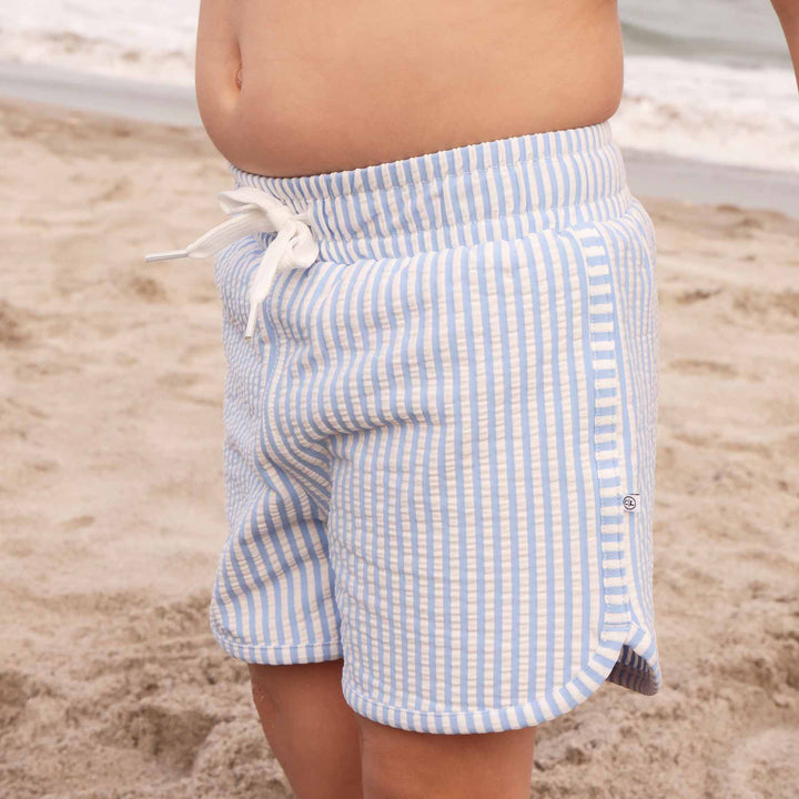 Boy's Swim Trunks | Seersucker Blue  0-3 months