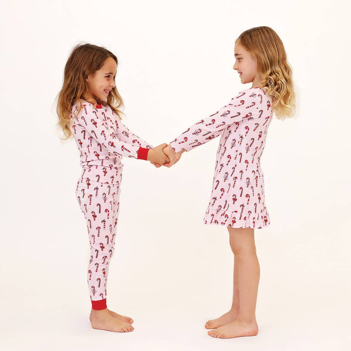 Candy Canes Two Piece Pajama in Pink