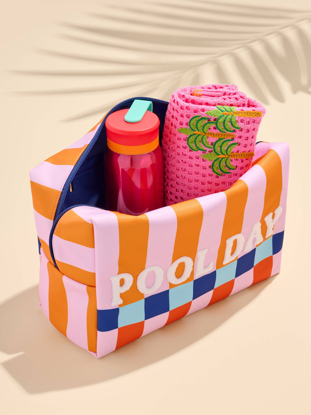 "POOL DAY" OVERSIZED ZIP POUCH,MULTI