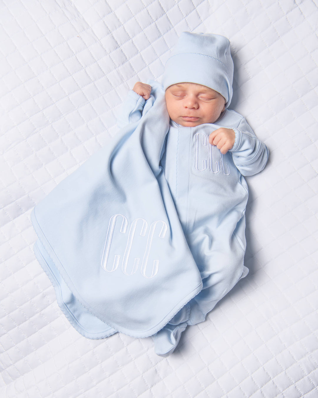 Essentials Solid Blue Footie: Blue / 3 Months