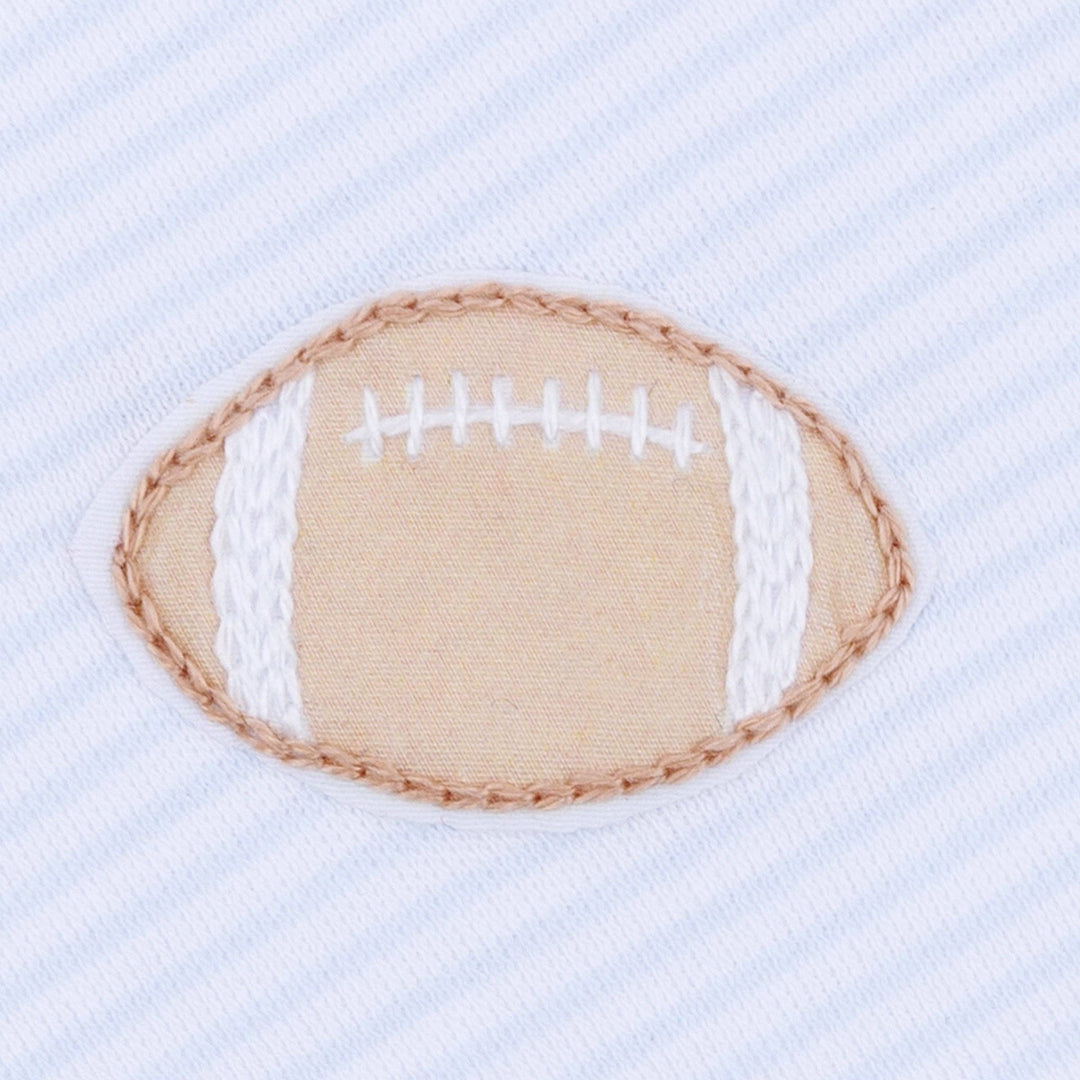 Touchdown Cutie Embroidered Footie - Light Blue: 6 Months