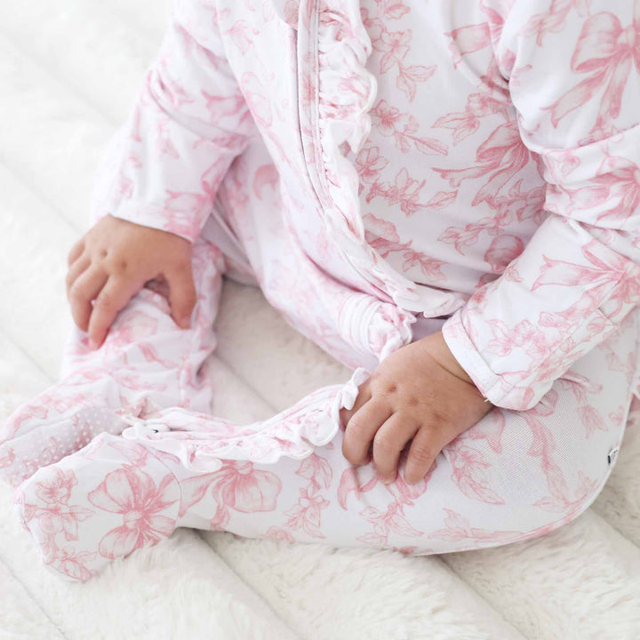 Fancy Frills Ruffle Zipper Footie: Newborn