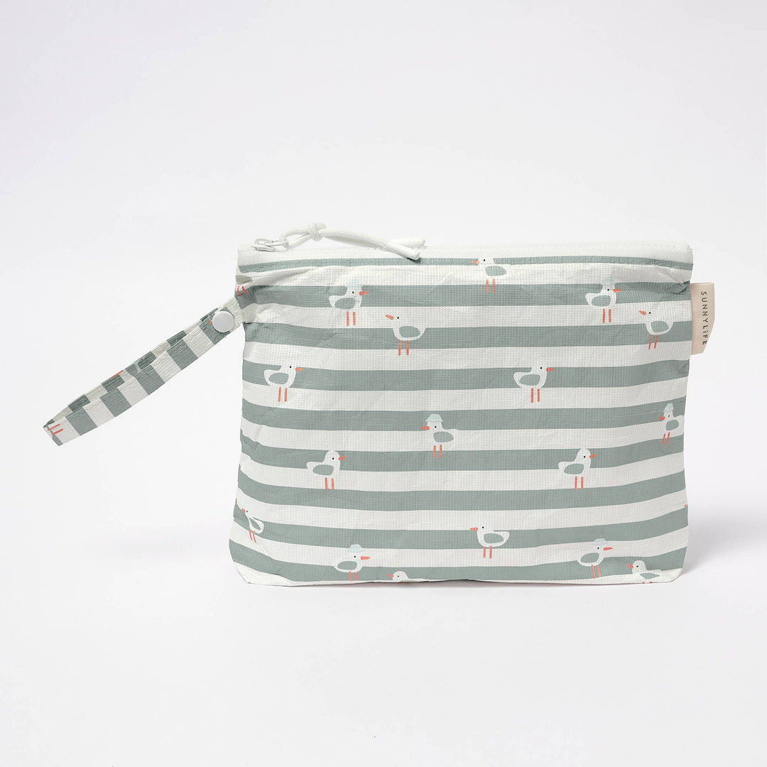 Kids Wet Bag Sammy the Seagull Green Stripe