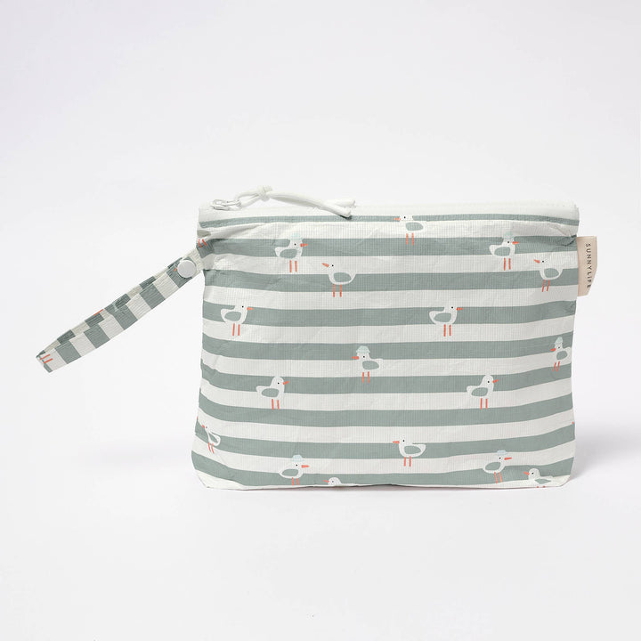 Kids Wet Bag Sammy the Seagull Green Stripe